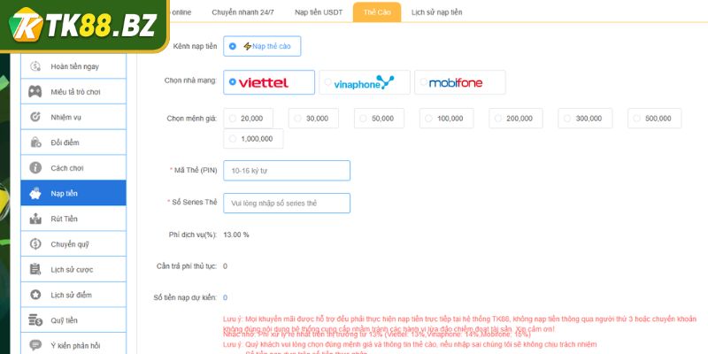 Nạp Tiền TK88 - Hướng Dẫn Chi Tiết Và An Toàn Cho Người Chơi 3 Những lưu ý quan trọng khi thực hiện nạp tiền TK88